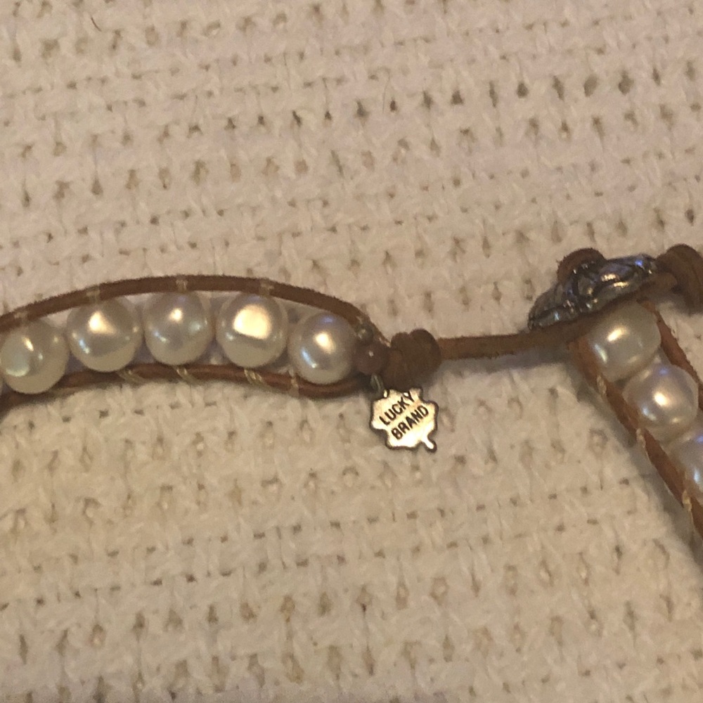 Beaded necklace with leather trim Lucky Brand